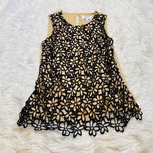 Neiman Marcus Lela Rose Crochet Floral Lace Sleeveless Women's Top Size Medium